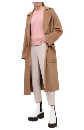 Женские хлопковые брюки BRUNELLO CUCINELLI кремвого цвета по цене 76400 руб., арт. MA180P7515 | Фото 2 Женские хлопковые брюки BRUNELLO CUCINELLI кремвого цвета, арт. MA180P7515 | Фото 2