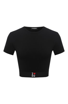 Женская хлопковая футболка DSQUARED2 черного цвета по цене 14400 руб., арт. D8M263220 | Фото 1 Женская хлопковая футболка DSQUARED2 черного цвета, арт. D8M263220 | Фото 1