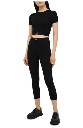Женская хлопковая футболка DSQUARED2 черного цвета по цене 14400 руб., арт. D8M263220 | Фото 2 Женская хлопковая футболка DSQUARED2 черного цвета, арт. D8M263220 | Фото 2