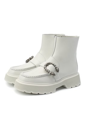 Женские кожаные ботинки hunder GUCCI белого цвета по цене 89950 руб., арт. 627291/DS800 | Фото 1 Женские кожаные ботинки hunder GUCCI белого цвета, арт. 627291/DS800 | Фото 1