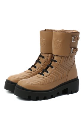 Женские кожаные ботинки frances GUCCI бежевого цвета по цене 94800 руб., арт. 628855/DH7A0 | Фото 1 Женские кожаные ботинки frances GUCCI бежевого цвета, арт. 628855/DH7A0 | Фото 1