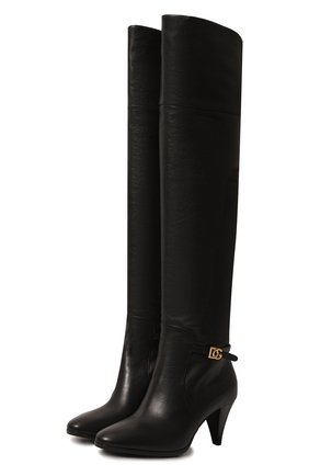 Женские кожаные ботфорты DOLCE & GABBANA черного цвета по цене 126000 руб., арт. CU0660/AW695 | Фото 1 Женские кожаные ботфорты DOLCE & GABBANA черного цвета, арт. CU0660/AW695 | Фото 1 (Подошва: Плоская; Материал внутренний: Натуральная кожа; Каблук высота: Высокий; Высота голенища: Средние; Каблук тип: Шпилька)