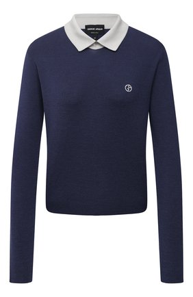 Женская шерстяной пуловер GIORGIO ARMANI синего цвета по цене 79950 руб., арт. 6HAM12/AM41Z | Фото 1 Женская шерстяной пуловер GIORGIO ARMANI синего цвета, арт. 6HAM12/AM41Z | Фото 1