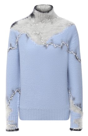 Женский кашемировый свитер GIORGIO ARMANI голубого цвета по цене 159500 руб., арт. 6HAM36/AM68Z | Фото 1 Женский кашемировый свитер GIORGIO ARMANI голубого цвета, арт. 6HAM36/AM68Z | Фото 1