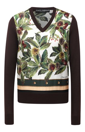 Женская пуловер из кашемира и шелка DOLCE & GABBANA коричневого цвета по цене 89950 руб., арт. FX941T/JAM15 | Фото 1 Женская пуловер из кашемира и шелка DOLCE & GABBANA коричневого цвета, арт. FX941T/JAM15 | Фото 1
