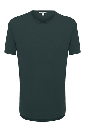 Мужская хлопковая футболка JAMES PERSE темно-зеленого цвета, арт. MKJ3360 | Фото 1 (Материал внешний: Хлопок; Принт: Без принта; Мужское Кросс-КТ: Футболка-одежда; Стили: Кэжуэл; Рукава: Короткие; Длина (для топов): Стандартные)