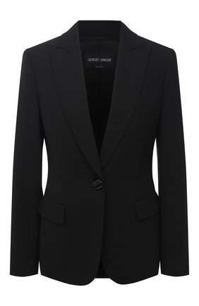 Женский шерстяной жакет GIORGIO ARMANI черного цвета по цене 137000 руб., арт. 0WHGG0H0/T01QW | Фото 1 Женский шерстяной жакет GIORGIO ARMANI черного цвета, арт. 0WHGG0H0/T01QW | Фото 1