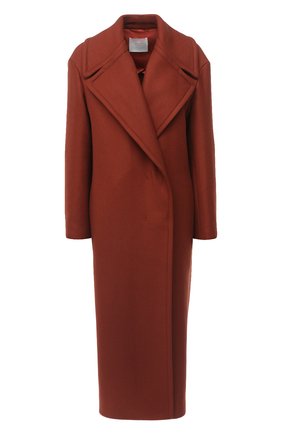 Женское шерстяное пальто BOSS коричневого цвета, арт. 50448955 | Фото 1 (Рукава: Длинные; Материал внешний: Шерсть; 1-2-бортные: Однобортные; Стили: Кэжуэл; Длина (верхняя одежда): Длинные)
