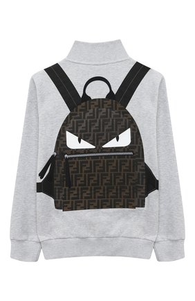 Детский хлопковая толстовка FENDI серого цвета по цене 42850 руб., арт. JMH126/5V0/8A-12+ | Фото 2 Детский хлопковая толстовка FENDI серого цвета, арт. JMH126/5V0/8A-12+ | Фото 2