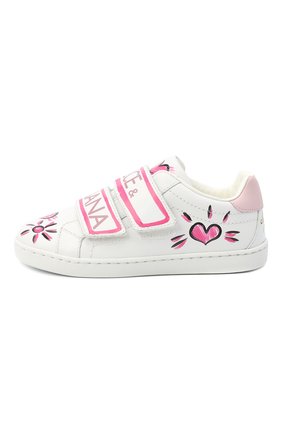 Детские кожаные кеды DOLCE & GABBANA розового цвета по цене 26550 руб., арт. E10902/B6302/24-28 | Фото 2 Детские кожаные кеды DOLCE & GABBANA розового цвета, арт. E10902/B6302/24-28 | Фото 2