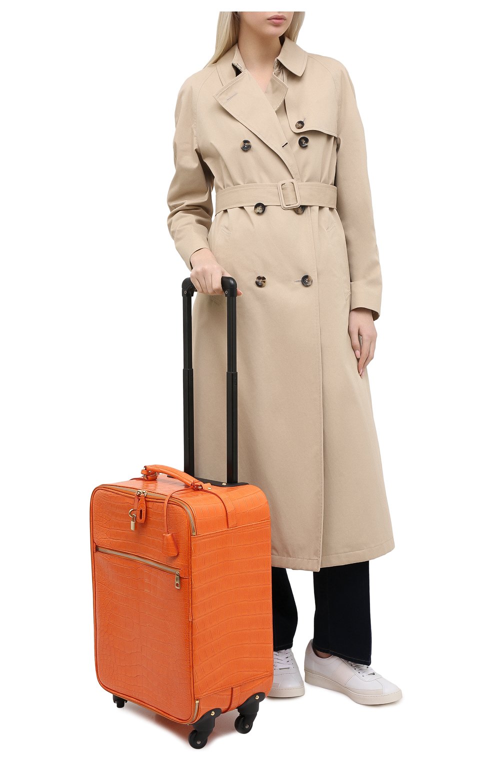 Женский чемодан из кожи крокодила DOLCE & GABBANA оранжевого цвета, арт. BB6202/B247C | Фото 2 (Материал: Экзотическая кожа; Размер: large; Ограничения доставки: oversized)