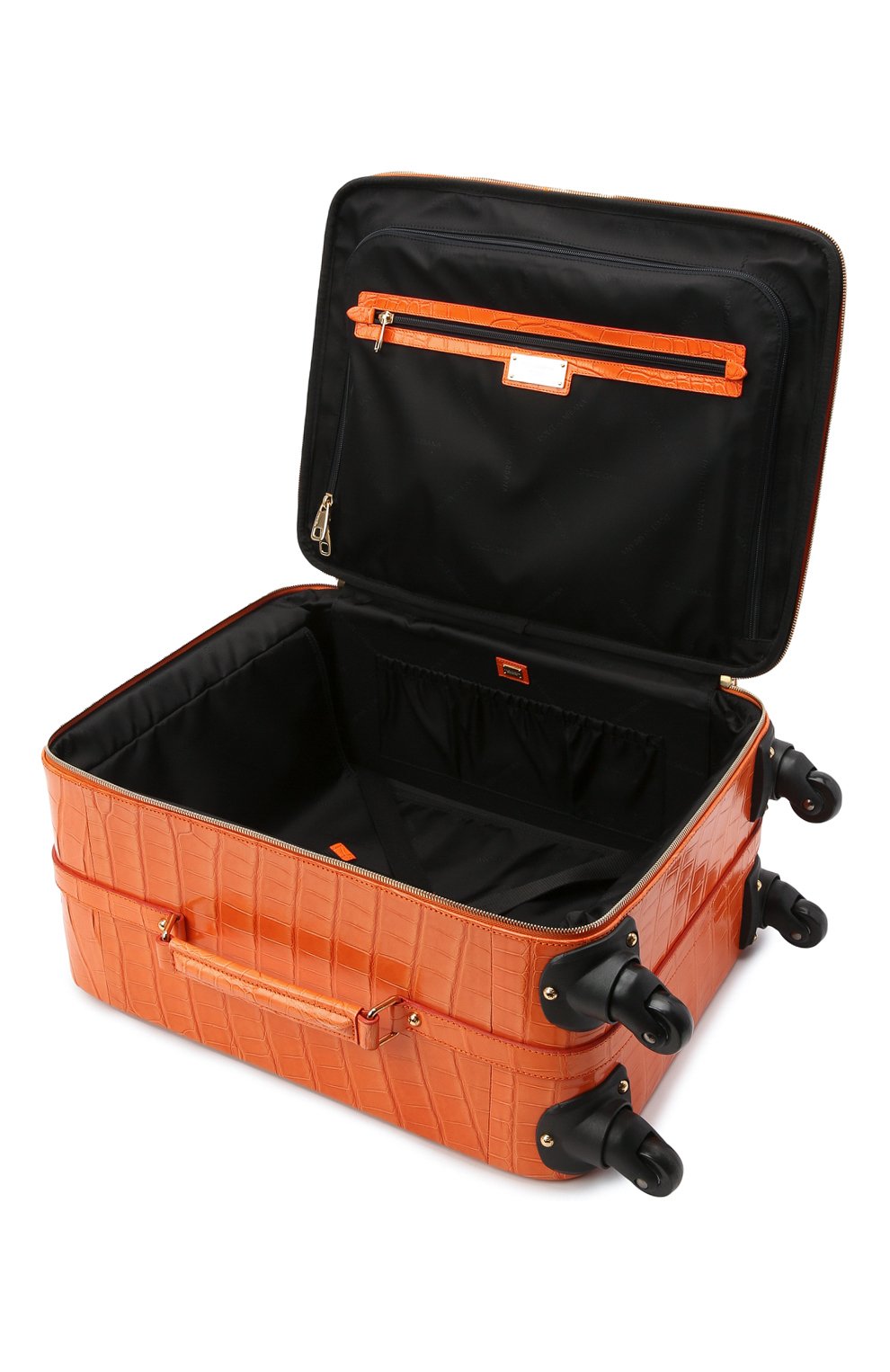 Женский чемодан из кожи крокодила DOLCE & GABBANA оранжевого цвета, арт. BB6202/B247C | Фото 4 (Материал: Экзотическая кожа; Размер: large; Ограничения доставки: oversized)
