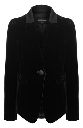 Женский жакет из хлопка и шелка GIORGIO ARMANI черного цвета по цене 309000 руб., арт. 0WHGG0HU/T01FD | Фото 1 Женский жакет из хлопка и шелка GIORGIO ARMANI черного цвета, арт. 0WHGG0HU/T01FD | Фото 1