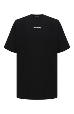Мужская хлопковая футболка VETEMENTS черного цвета по цене 33700 руб., арт. UE51TR540B 1600/M | Фото 1 Мужская хлопковая футболка VETEMENTS черного цвета, арт. UE51TR540B 1600/M | Фото 1 (Длина (для топов): Удлиненные; Материал внешний: Хлопок; Стили: Гранж; Мужское Кросс-КТ: Футболка-одежда; Принт: С принтом; Рукава: Короткие)