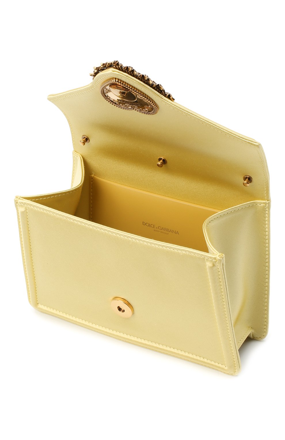 Женская сумка devotion DOLCE & GABBANA желтого цвета, арт. BB6711/AW132 | Фото 4 (Женское Кросс-КТ: Вечерняя сумка; Сумки-технические: Сумки через плечо, Сумки top-handle; Размер: mini; Ремень/цепочка: На ремешке; Материал: Текстиль)