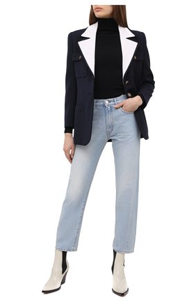 Женский шерстяной жакет SAINT LAURENT темно-синего цвета по цене 282500 руб., арт. 636875/Y806V | Фото 2 Женский шерстяной жакет SAINT LAURENT темно-синего цвета, арт. 636875/Y806V | Фото 2