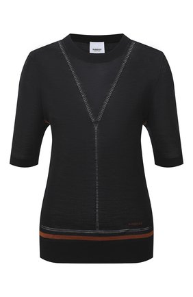 Женский пуловер из шерсти и шелка BURBERRY черного цвета по цене 59900 руб., арт. 8036186 | Фото 1 Женский пуловер из шерсти и шелка BURBERRY черного цвета, арт. 8036186 | Фото 1