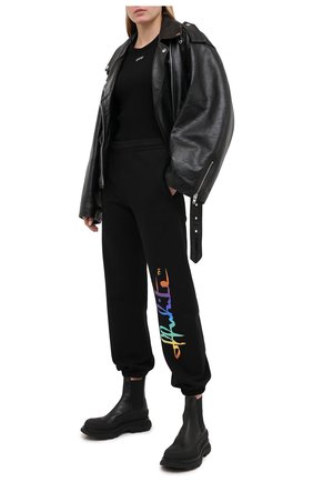 Женские хлопковые джоггеры OFF-WHITE черного цвета по цене 49400 руб., арт. 0WCH006F20JER0021084 | Фото 2 Женские хлопковые джоггеры OFF-WHITE черного цвета, арт. 0WCH006F20JER0021084 | Фото 2