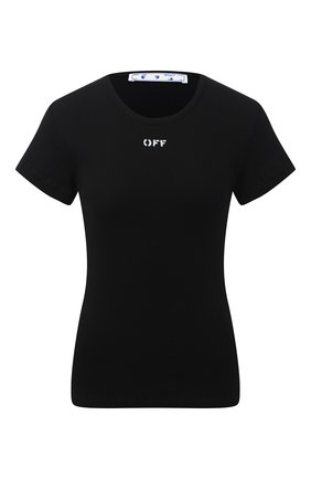 Женская хлопковая футболка OFF-WHITE черно-белого цвета по цене 23350 руб., арт. 0WAD138F20JER0011001 | Фото 1 Женская хлопковая футболка OFF-WHITE черно-белого цвета, арт. 0WAD138F20JER0011001 | Фото 1