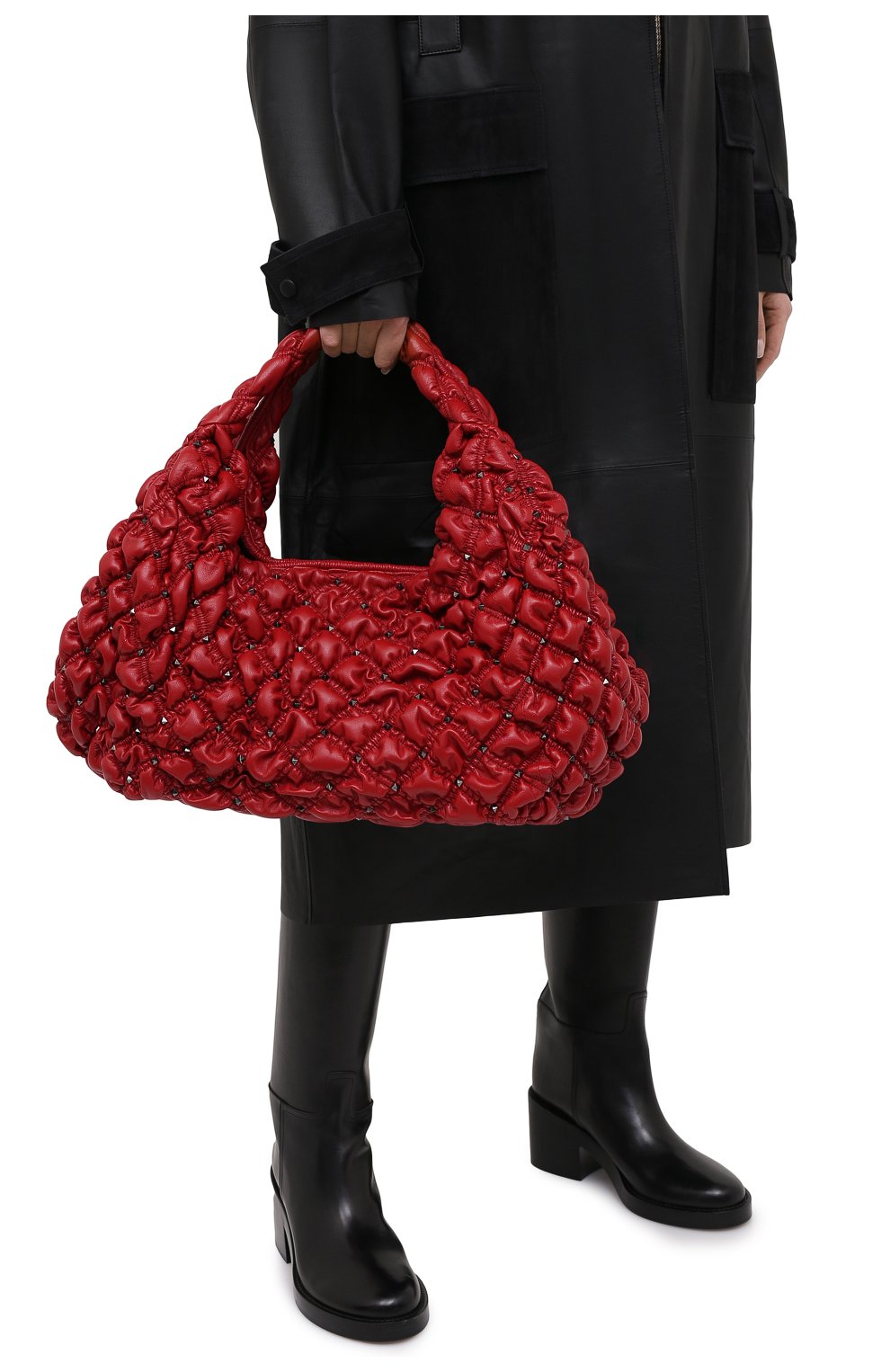 Женская сумка spikeme medium VALENTINO красного цвета, арт. UW0B0H81/EFZ | Фото 2 (Сумки-технические: Сумки top-handle; Размер: medium; Материал: Натуральная кожа)