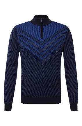 Мужской свитер из шерсти и шелка ZILLI SPORT синего цвета по цене 119500 руб., арт. MBU-CZ603-FASH9/ML01 | Фото 1 Мужской свитер из шерсти и шелка ZILLI SPORT синего цвета, арт. MBU-CZ603-FASH9/ML01 | Фото 1 (Рукава: Длинные; Материал внешний: Шерсть, Шелк; Длина (для топов): Стандартные; Стили: Кэжуэл; Принт: С принтом; Мужское Кросс-КТ: Свитер-одежда; Региональные ограничения белый список (Axapta Mercury): RU)