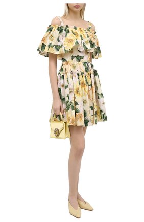 Женское хлопковое платье DOLCE & GABBANA желтого цвета по цене 99300 руб., арт. F63X7T/HS5IA | Фото 2 Женское хлопковое платье DOLCE & GABBANA желтого цвета, арт. F63X7T/HS5IA | Фото 2