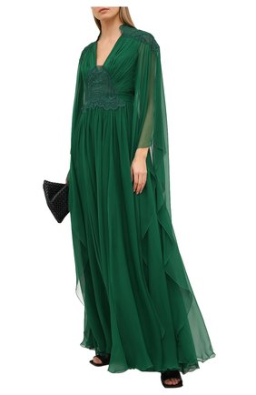 Женское шелковое платье ZUHAIR MURAD зеленого цвета по цене 499500 руб., арт. KAP20044/CHSI003 | Фото 2 Женское шелковое платье ZUHAIR MURAD зеленого цвета, арт. KAP20044/CHSI003 | Фото 2