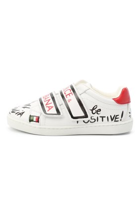 Детские кожаные кеды DOLCE & GABBANA красного цвета по цене 26550 руб., арт. E10902/B6302/24-28 | Фото 2 Детские кожаные кеды DOLCE & GABBANA красного цвета, арт. E10902/B6302/24-28 | Фото 2