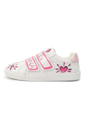 Детские кожаные кеды DOLCE & GABBANA розового цвета по цене 29150 руб., арт. E10902/B6302/29-36 | Фото 2 Детские кожаные кеды DOLCE & GABBANA розового цвета, арт. E10902/B6302/29-36 | Фото 2