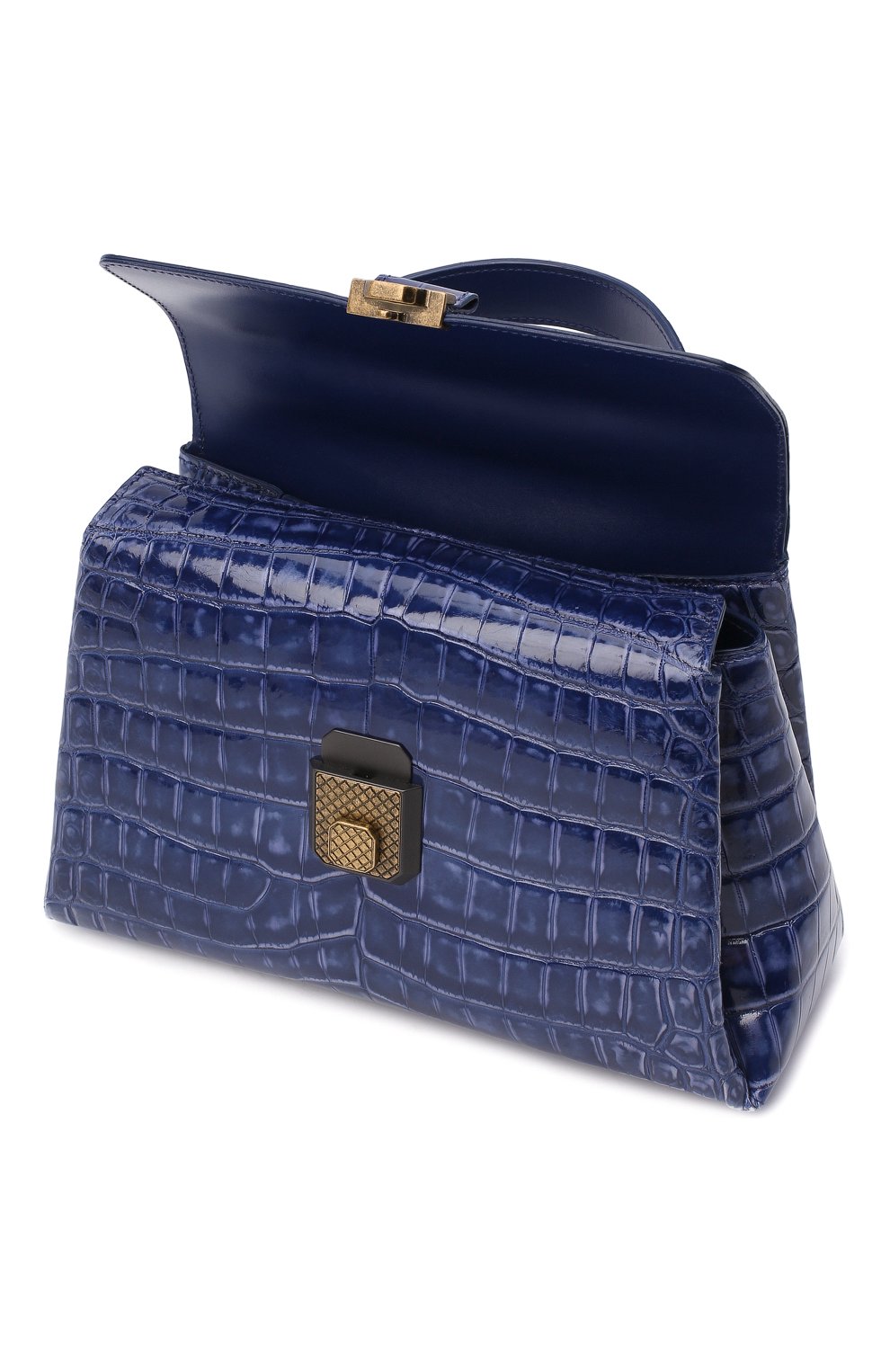 Женская сумка из кожи крокодила BOTTEGA VENETA синего цвета по цене 0 руб., арт. 510709/V0467/CNIL | Фото 4 Женская сумка из кожи крокодила BOTTEGA VENETA синего цвета, арт. 510709/V0467/CNIL | Фото 4 (Сумки-технические: Сумки через плечо, Сумки top-handle; Материал: Экзотическая кожа; Размер: medium; Ремень/цепочка: На ремешке)