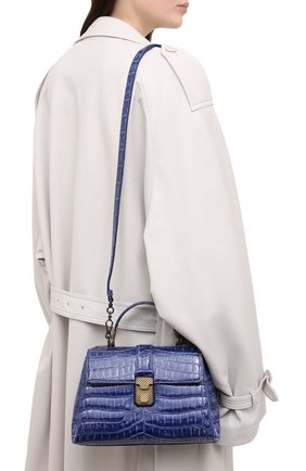 Женская сумка из кожи крокодила BOTTEGA VENETA синего цвета по цене 0 руб., арт. 510709/V0467/CNIL | Фото 5 Женская сумка из кожи крокодила BOTTEGA VENETA синего цвета, арт. 510709/V0467/CNIL | Фото 5 (Сумки-технические: Сумки через плечо, Сумки top-handle; Материал: Экзотическая кожа; Размер: medium; Ремень/цепочка: На ремешке)