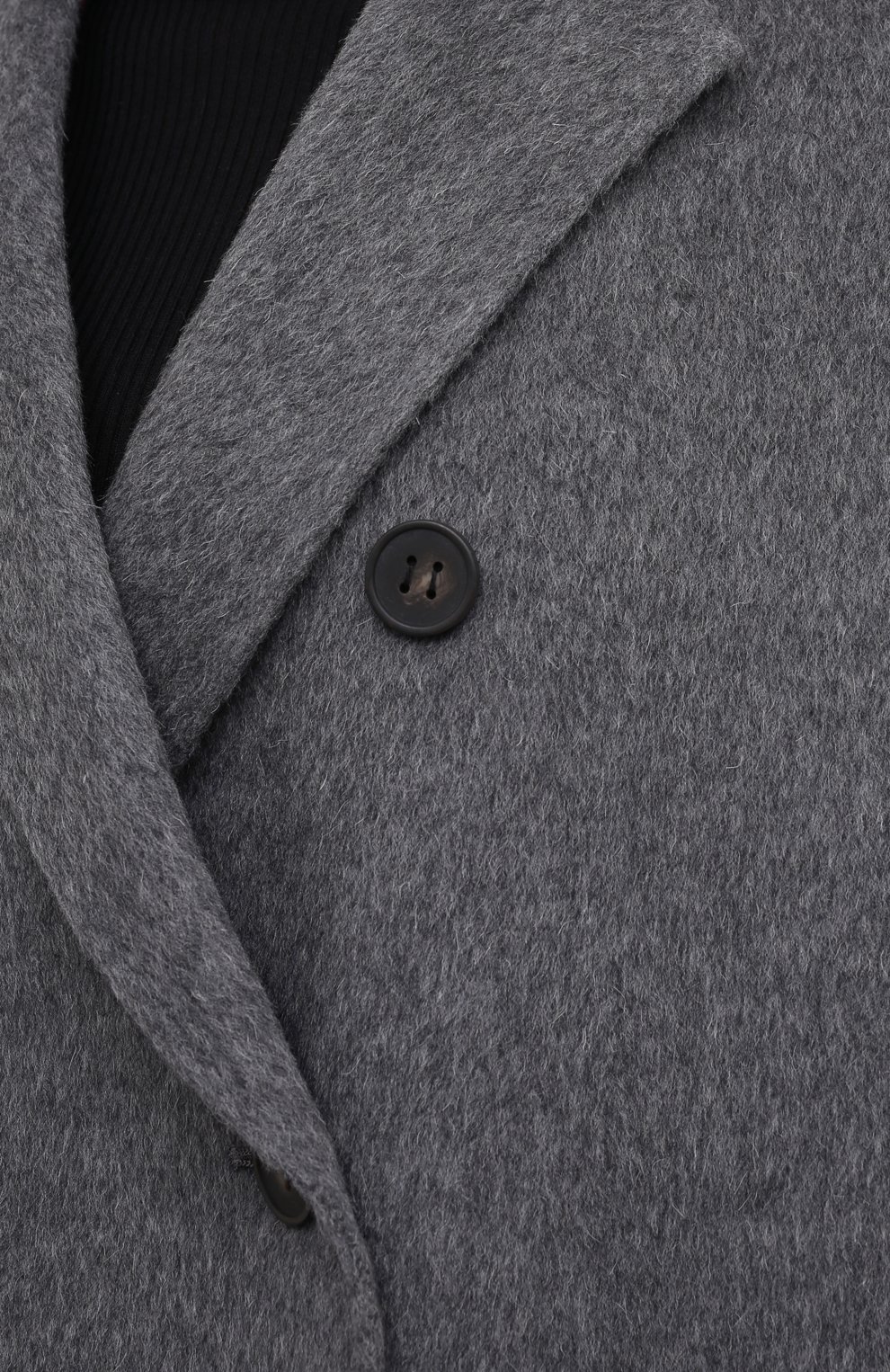Женское шерстяное пальто ACNE STUDIOS серого цвета, арт. A90273 | Фото 5 (Материал внешний: Шерсть; Рукава: Длинные; Длина (верхняя одежда): До середины бедра; Стили: Классический; 1-2-бортные: Двубортные)