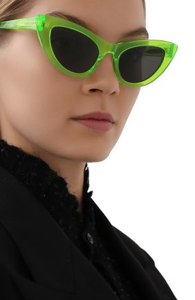 Женские солнцезащитные очки SAINT LAURENT зеленого цвета, арт. SL 213 LILY | Фото 2 (Тип очков: С/з; Очки форма: Cat-eye)