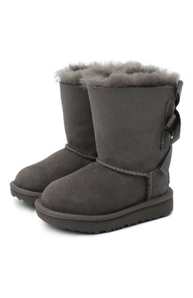 Детские угги bailey bow ii UGG серого цвета по цене 12250 руб., арт. 1017394T_GREY | Фото 1 Детские угги bailey bow ii UGG серого цвета, арт. 1017394T_GREY | Фото 1 (Материал утеплителя: Шерсть, Натуральный мех; Материал внешний: Замша; Кросс-КТ: полусапоги)