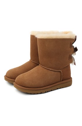 Детские угги bailey bow ii UGG коричневого цвета по цене 14800 руб., арт. 1017394K_CHE | Фото 1 Детские угги bailey bow ii UGG коричневого цвета, арт. 1017394K_CHE | Фото 1 (Материал утеплителя: Шерсть, Натуральный мех; Материал внешний: Замша; Кросс-КТ: полусапоги)