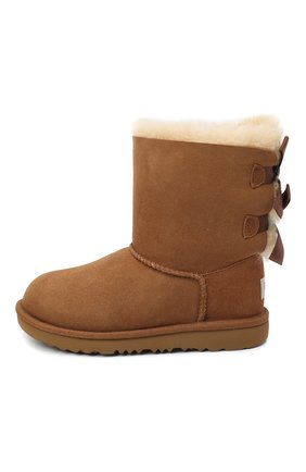 Детские угги bailey bow ii UGG коричневого цвета по цене 14800 руб., арт. 1017394K_CHE | Фото 2 Детские угги bailey bow ii UGG коричневого цвета, арт. 1017394K_CHE | Фото 2 (Материал утеплителя: Шерсть, Натуральный мех; Материал внешний: Замша; Кросс-КТ: полусапоги)