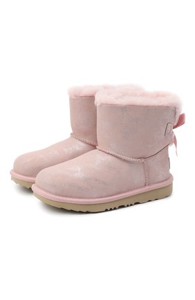 Детские угги mini bailey bow ii shimmer UGG розового цвета по цене 13650 руб., арт. 1116173K_PCD | Фото 1 Детские угги mini bailey bow ii shimmer UGG розового цвета, арт. 1116173K_PCD | Фото 1 (Материал внешний: Замша; Материал утеплителя: Шерсть, Натуральный мех; Кросс-КТ: полусапоги)