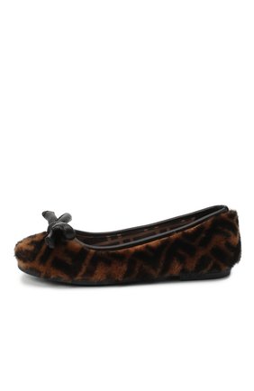 Детские кожаные балетки с меховой отделкой FENDI коричневого цвета по цене 56600 руб., арт. JFR314/AD7M/32-39 | Фото 2 Детские кожаные балетки с меховой отделкой FENDI коричневого цвета, арт. JFR314/AD7M/32-39 | Фото 2