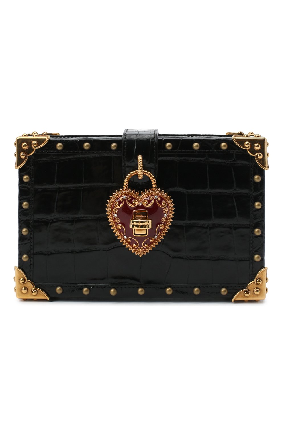 Женская сумка из кожи аллигатора DOLCE & GABBANA черного цвета, арт. BB6568/A2R08 | Фото 1 (Женское Кросс-КТ: Вечерняя сумка; Сумки-технические: Сумки через плечо; Материал: Экзотическая кожа; Размер: mini; Ремень/цепочка: На ремешке)