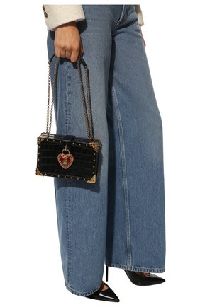 Женская сумка из кожи аллигатора DOLCE & GABBANA черного цвета по цене 1090000 руб., арт. BB6568/A2R08 | Фото 2 Женская сумка из кожи аллигатора DOLCE & GABBANA черного цвета, арт. BB6568/A2R08 | Фото 2 (Женское Кросс-КТ: Вечерняя сумка; Сумки-технические: Сумки через плечо; Материал: Экзотическая кожа; Размер: mini; Ремень/цепочка: На ремешке)