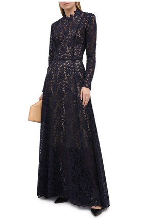 Женское платье OSCAR DE LA RENTA темно-синего цвета по цене 487000 руб., арт. 20PN051GRL | Фото 2 Женское платье OSCAR DE LA RENTA темно-синего цвета, арт. 20PN051GRL | Фото 2