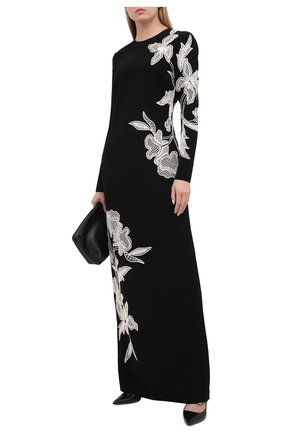 Женское платье из вискозы OSCAR DE LA RENTA черного цвета по цене 682000 руб., арт. 20PE026CPS | Фото 2 Женское платье из вискозы OSCAR DE LA RENTA черного цвета, арт. 20PE026CPS | Фото 2