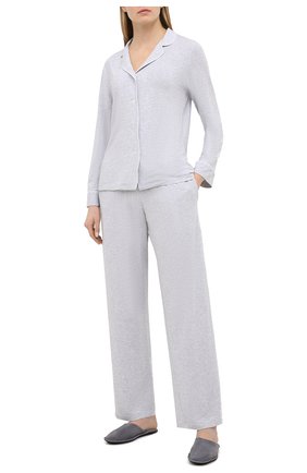 Женская пижама DEREK ROSE серого цвета, арт. 2033-ETHA001 | Фото 1 (Рукава: Длинные; Длина Ж (юбки, платья, шорты): Мини; Длина (брюки, джинсы): Стандартные; Материал внешний: Синтетический материал; Длина (для топов): Стандартные)