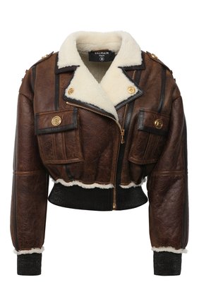 Женская кожаная куртка BALMAIN коричневого цвета по цене 299500 руб., арт. UF08650/L050 | Фото 1 Женская кожаная куртка BALMAIN коричневого цвета, арт. UF08650/L050 | Фото 1