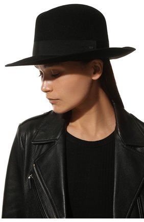 Женская фетровая шляпа SAINT LAURENT черного цвета, арт. 628281/3YG07 | Фото 2 (Материал: Шерсть, Текстиль)