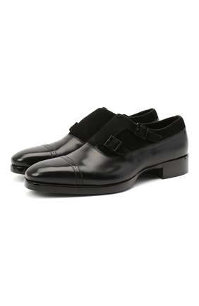 Мужские комбинированные монки SANTONI черного цвета по цене 110500 руб., арт. MCLE17415LE1FLTUN51 | Фото 1 Мужские комбинированные монки SANTONI черного цвета, арт. MCLE17415LE1FLTUN51 | Фото 1