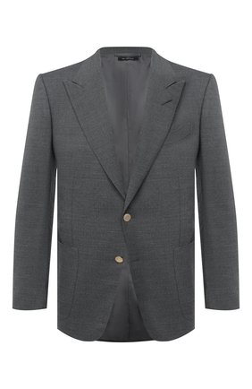 Мужской пиджак TOM FORD светло-серого цвета по цене 278000 руб., арт. 950R25/11HA40 | Фото 1 Мужской пиджак TOM FORD светло-серого цвета, арт. 950R25/11HA40 | Фото 1 (Материал подклада: Купро, Шелк; Рукава: Длинные; Длина (для топов): Стандартные; Материал внешний: Шерсть; Пиджаки М: Приталенный; 1-2-бортные: Однобортные; Стили: Классический; Случай: Коктейльный)