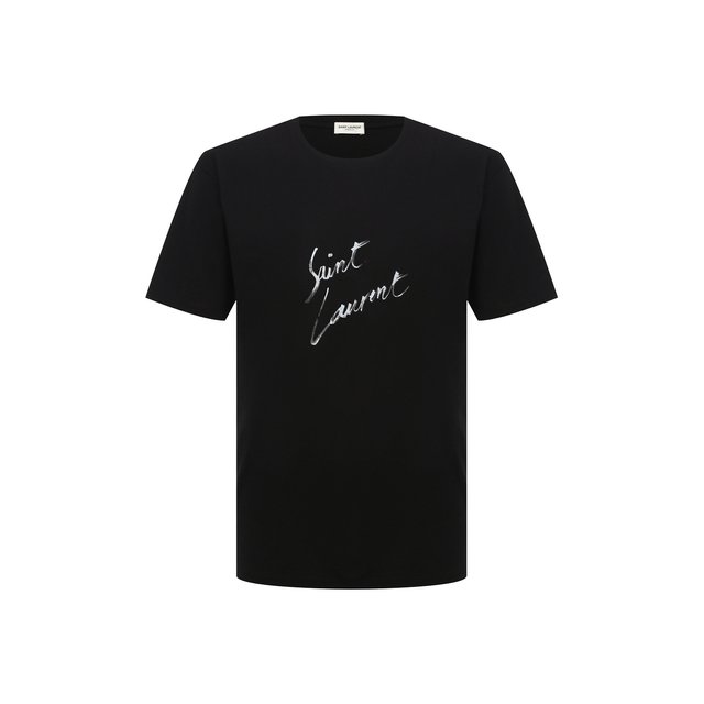 Хлопковая футболка Saint Laurent черного цвета