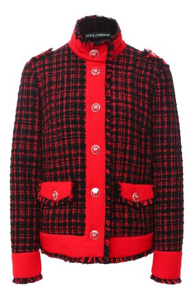 Женский жакет из шерсти и хлопка DOLCE & GABBANA красного цвета по цене 195000 руб., арт. F28TPT/FMMFQ | Фото 1 Женский жакет из шерсти и хлопка DOLCE & GABBANA красного цвета, арт. F28TPT/FMMFQ | Фото 1