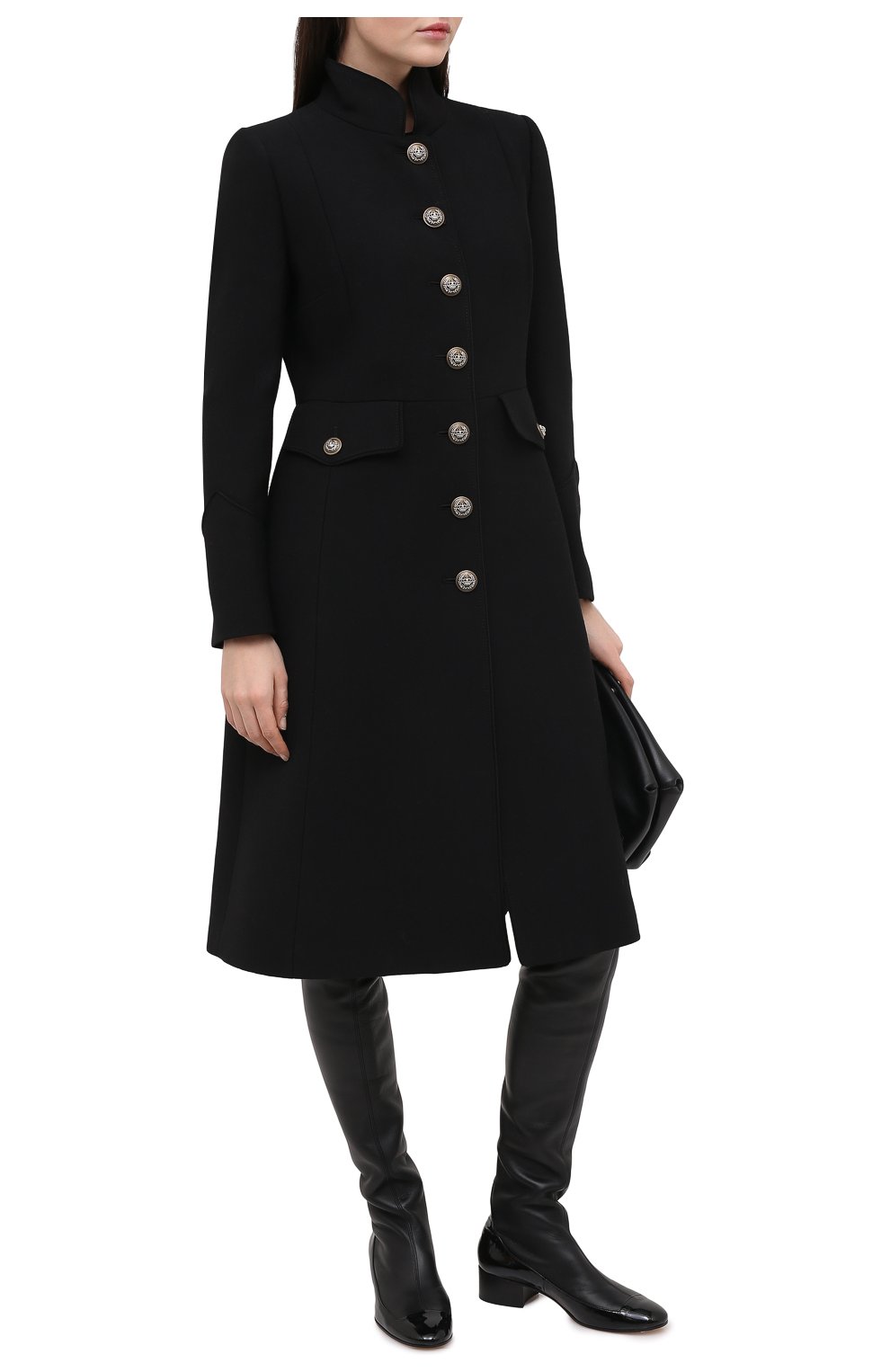 Женское черное шерстяное пальто DOLCE & GABBANA — купить ...
